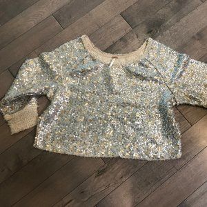 Free People Sequinned Cropped Sweater